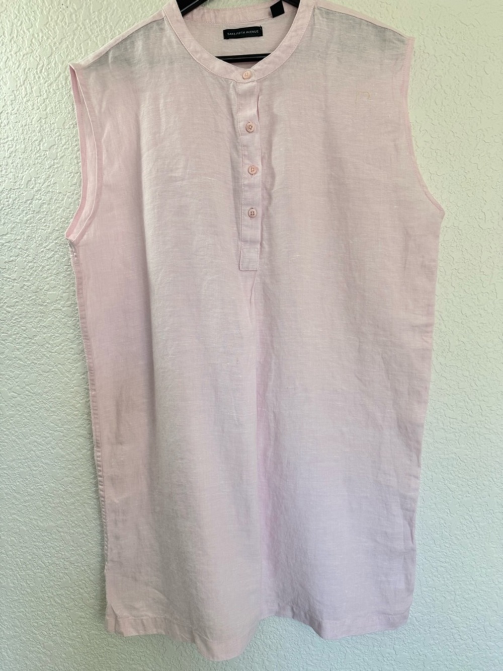 Saks Fifth Avenue Pink Linen Shift Dress | Resort Chic Summer | Size L - Picture 2 of 11